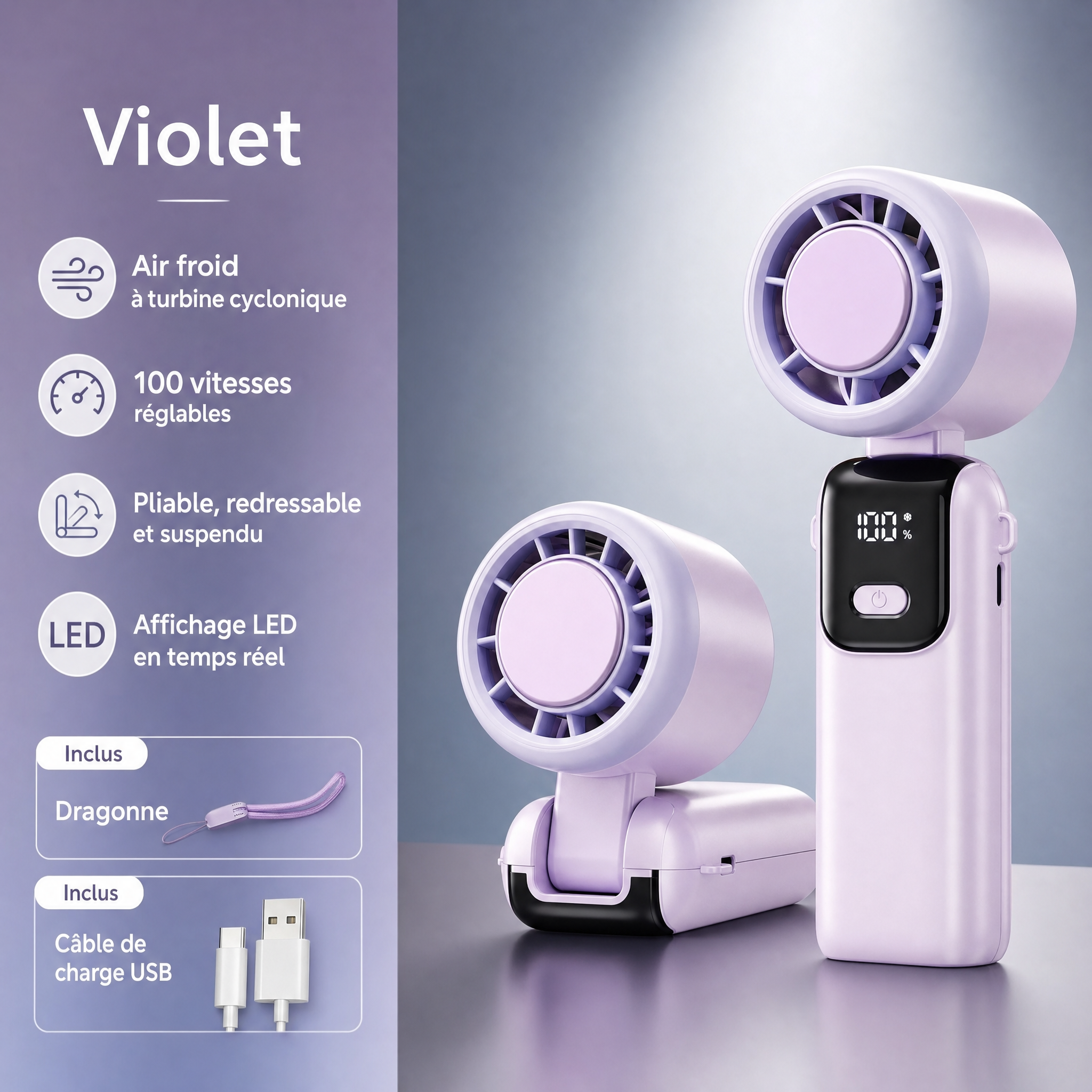Ventilateur Portatif Réfrigérant USB-C