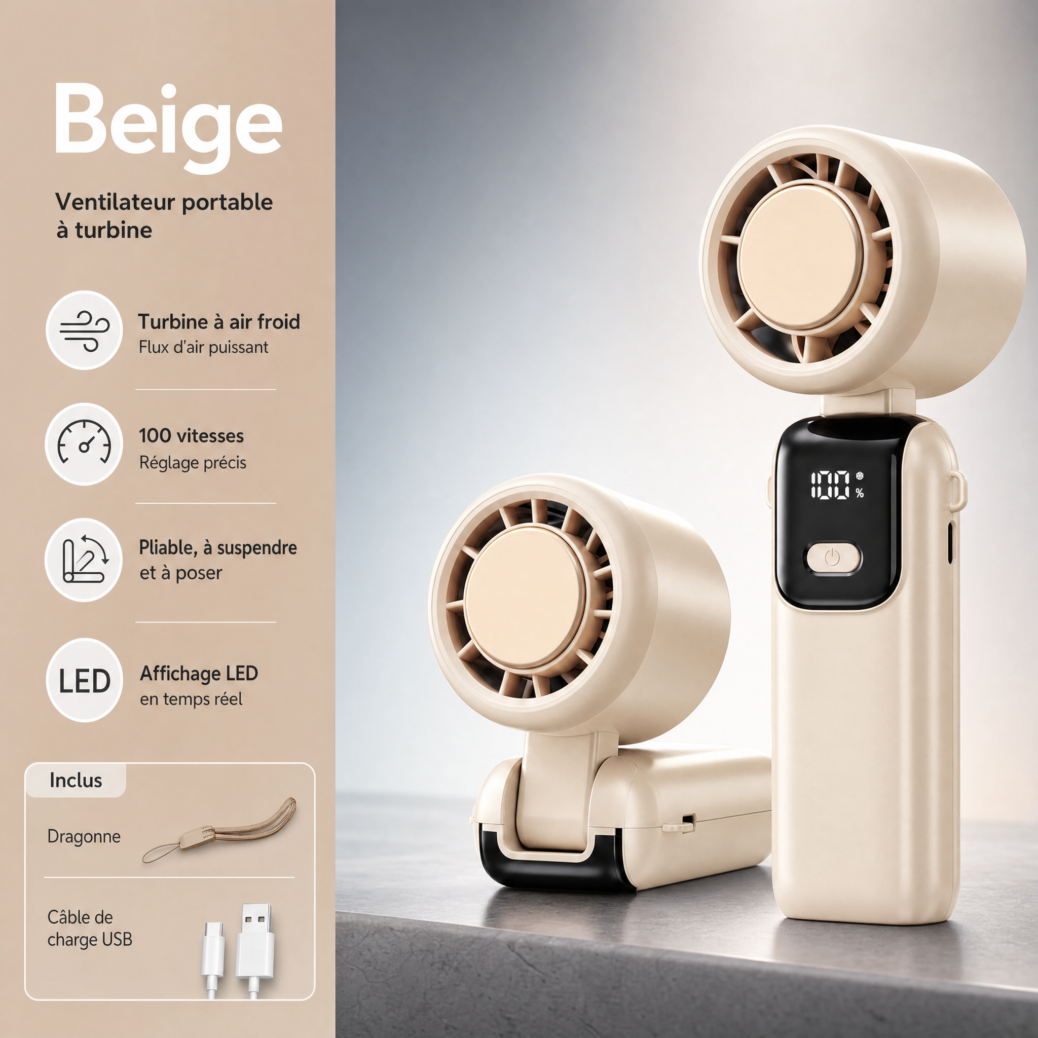 Ventilateur Portatif Réfrigérant USB-C