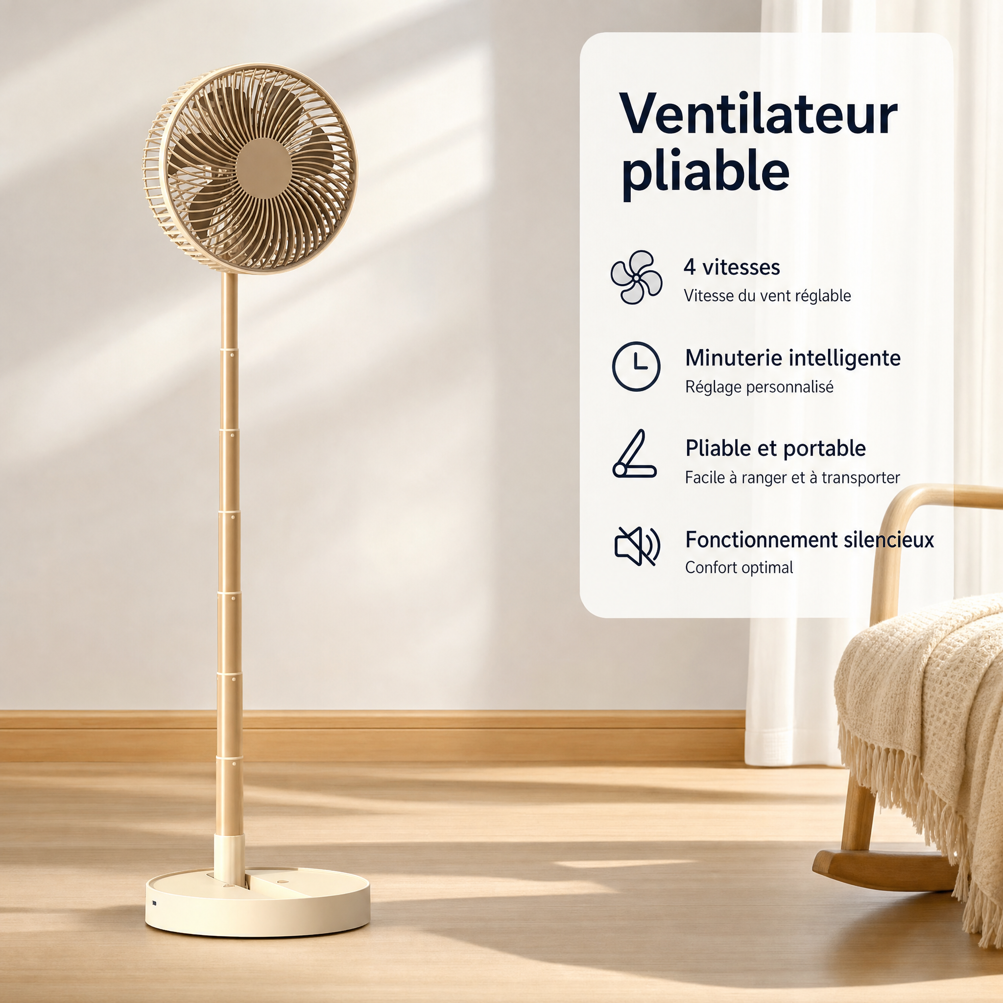 Ventilateur Oscillant Rechargeable avec Télécommande