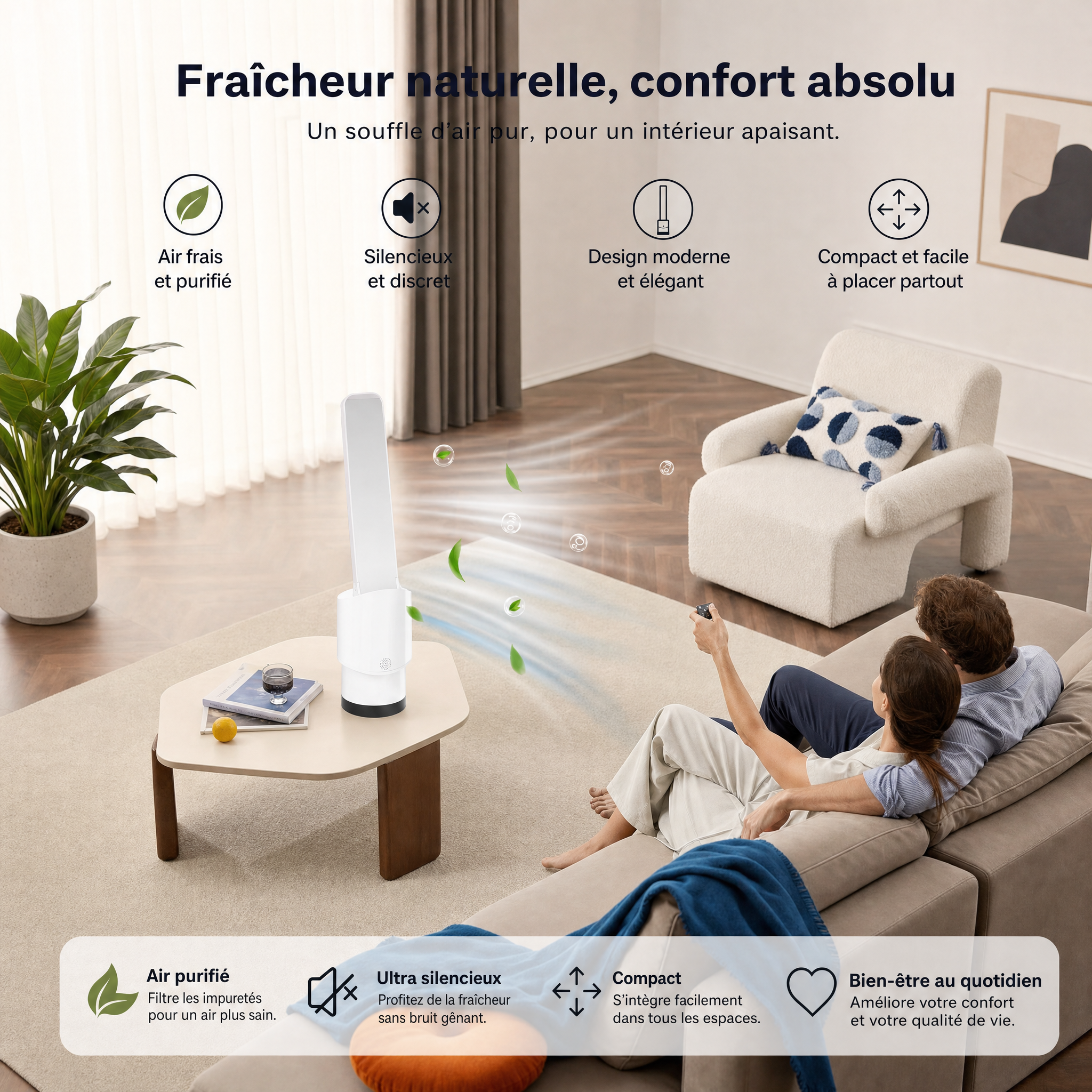 Ventilateur Colonne avec Purificateur d’Air