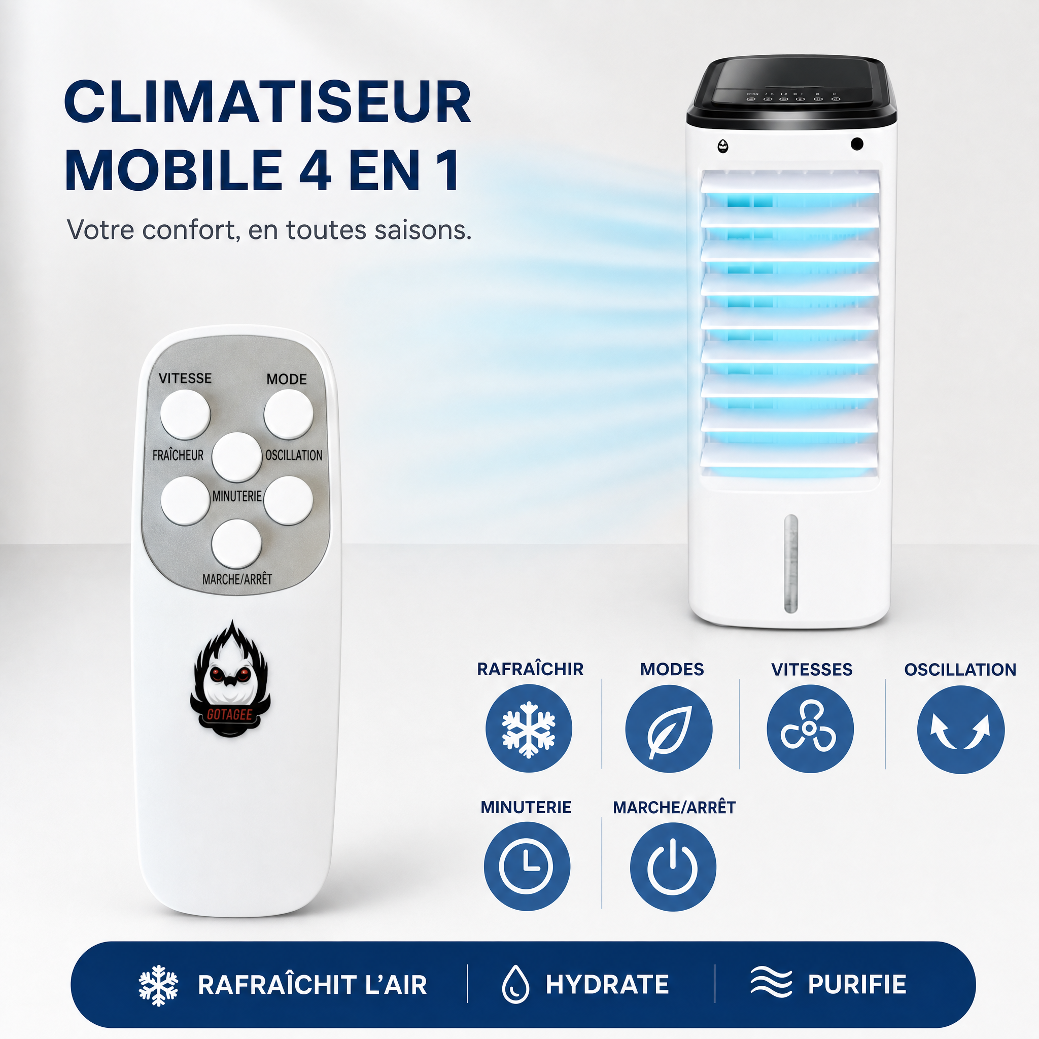 Climatiseur d'Air Mobile avec Télécommande